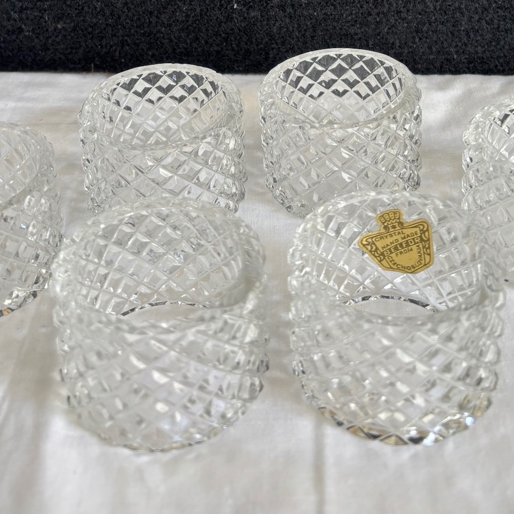 Set of 6 Belfor Czechoslovakia Crystal Napkin Rings